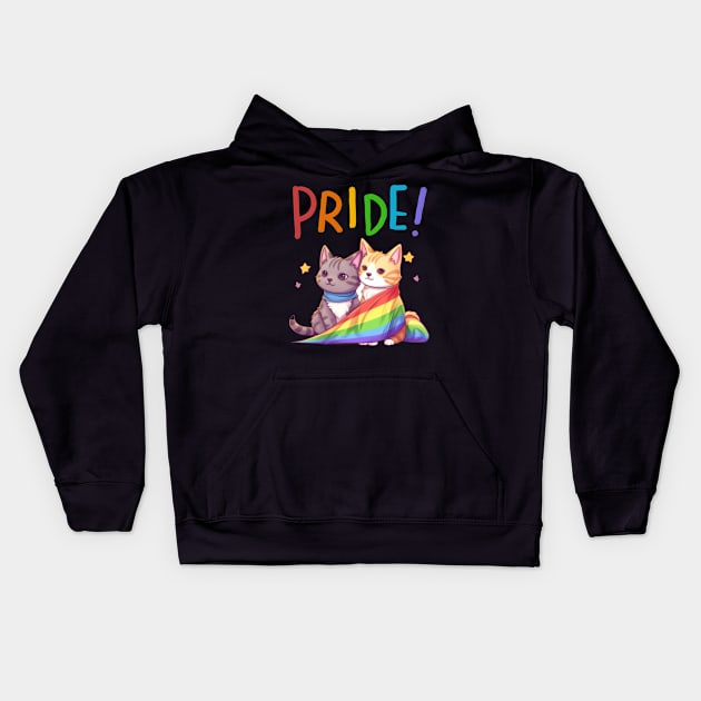 cat lgbt flag gay pride month transgender rainbow lesbian Kids Hoodie by IYearDesign